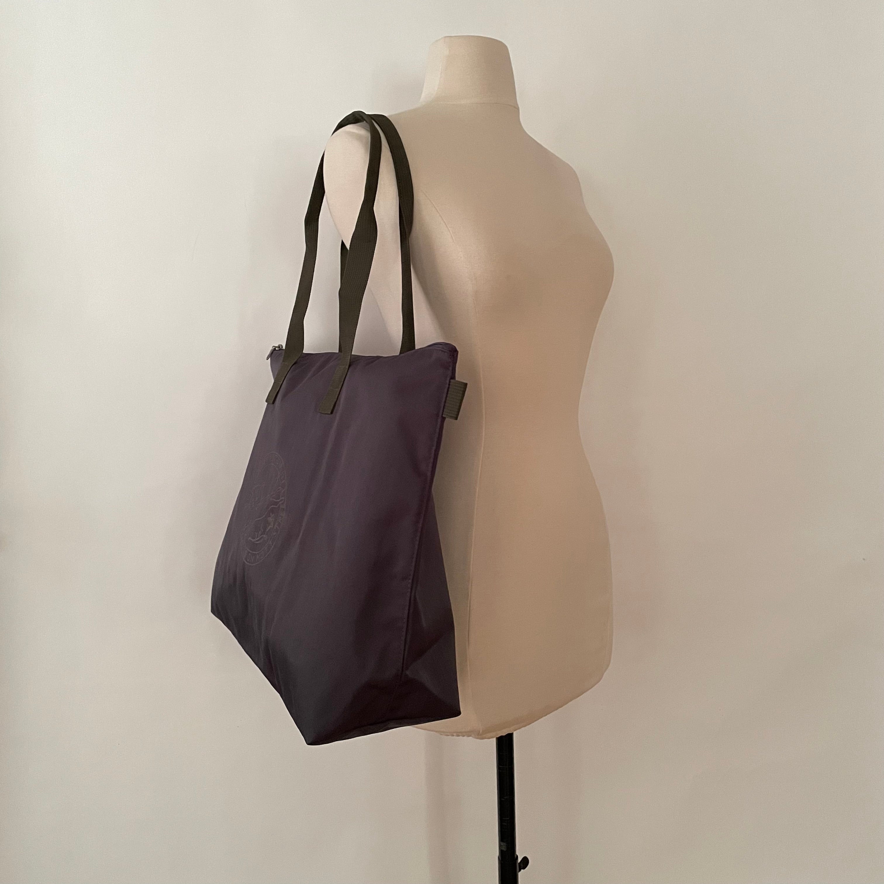 Tania-C | Tote Bag All-Nylon with Cat Print Motif | Grey